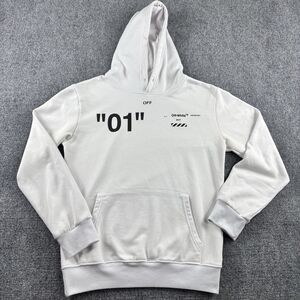 Off-White Hoodie Mens M US M White 01 Diagonals 2017 Streetwear